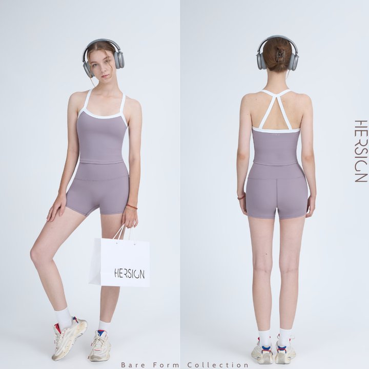 HERSIGN Set tập gym nữ ngắn Set tập yoga mùa hè Đồ tập pilates nữ cao cấp SET204 BST HERSIGN Bare Form