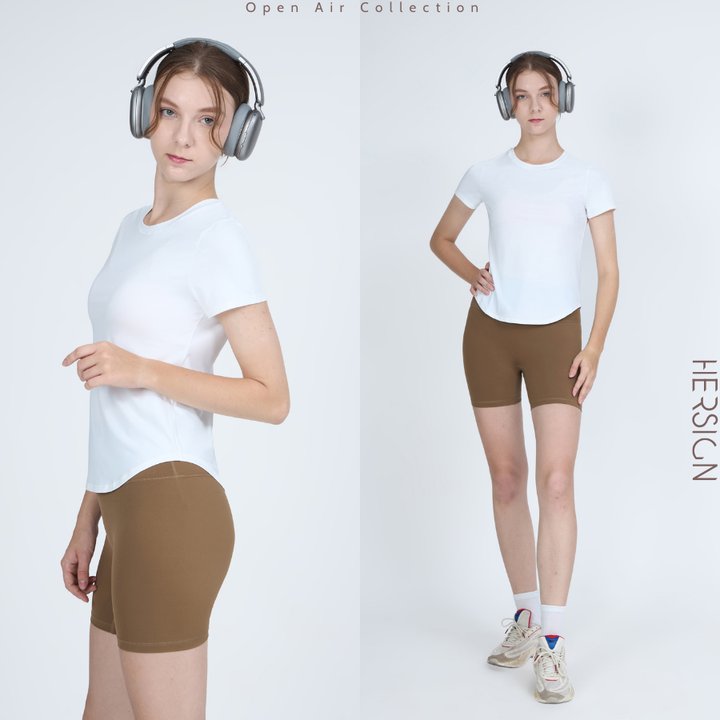 HERSIGN Set đồ tập gym nữ Áo thể thao ngắn tay Set đồ nữ chạy bộ đạp xe SMIXA35N38A BST HERSIGN OPEN AIR