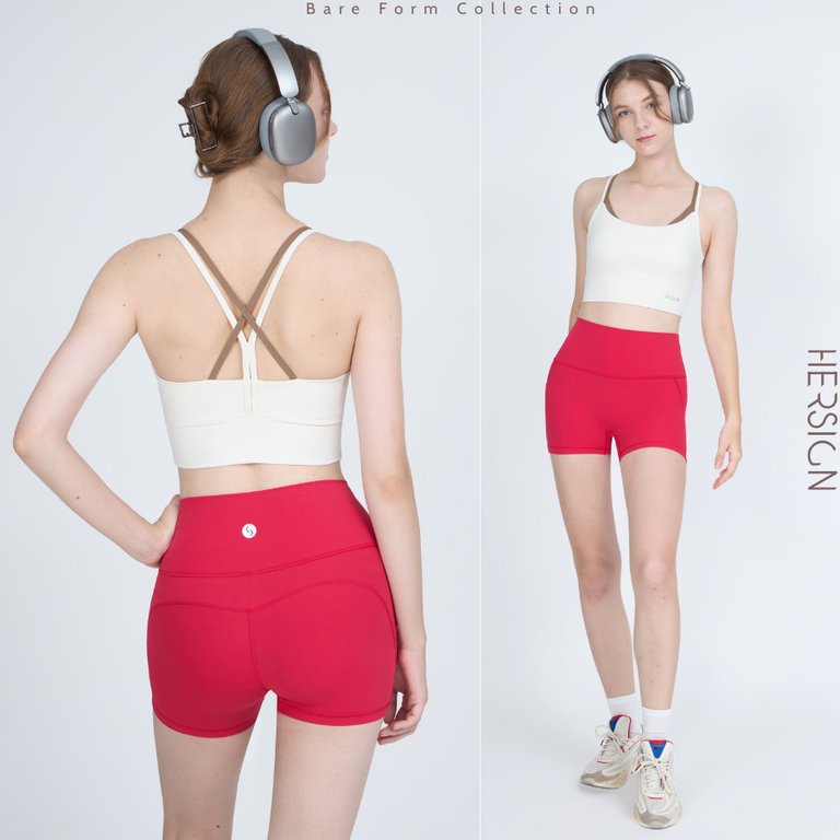 HERSIGN Set tập gym nữ ngắn Bộ đồ tập yoga nữ Bộ đồ tập thể thao Bra quần short mùa hè SMIXB46N24B BST HERSIGN Bare Form