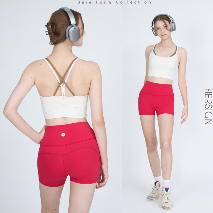 HERSIGN Set tập gym nữ ngắn Bộ đồ tập yoga nữ Bộ đồ tập thể thao Bra quần short mùa hè SMIXB46N24B BST HERSIGN Bare Form